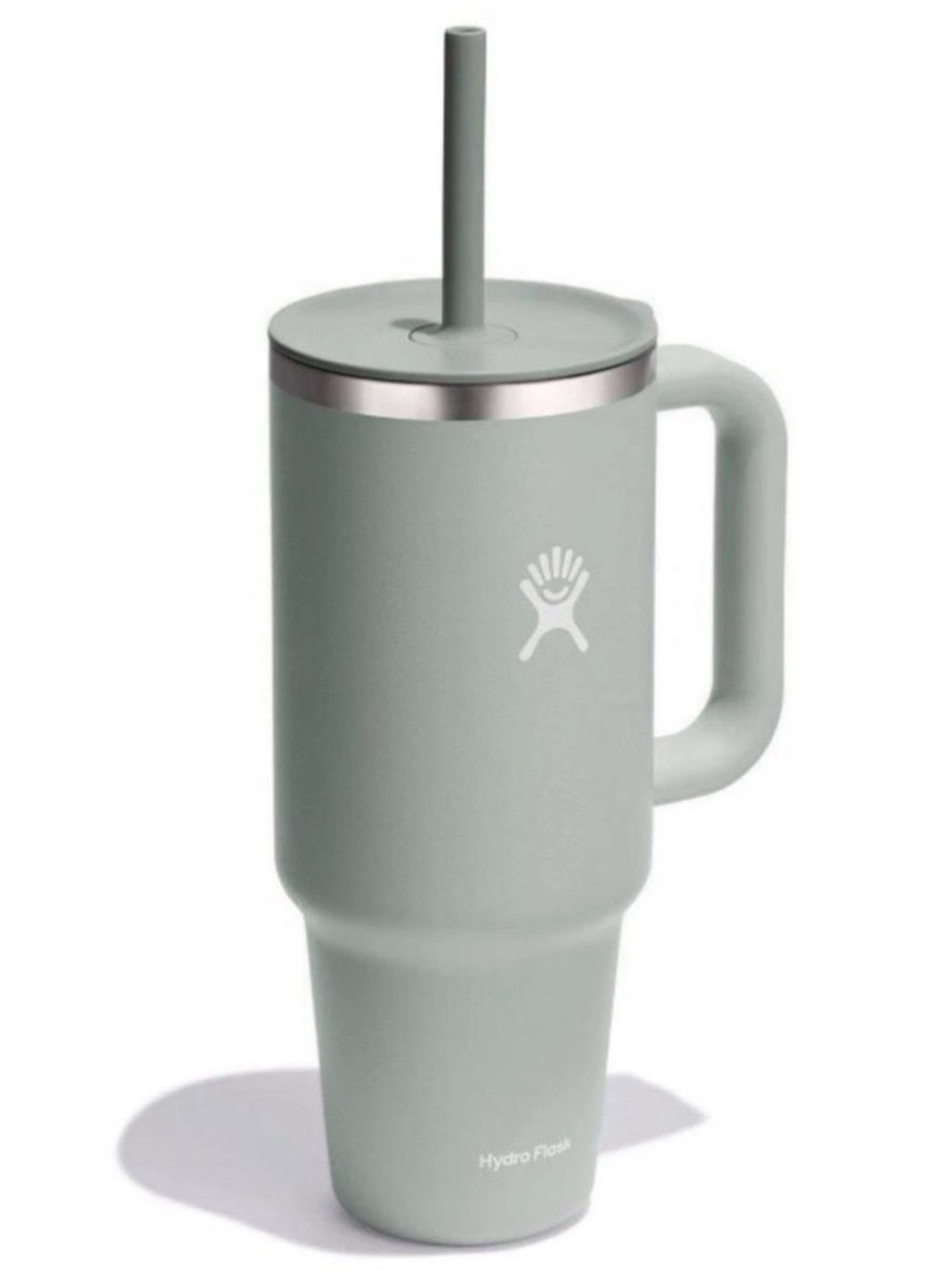 Hydro Flask Sage Green Insulated Tumbler with Handle and Straw